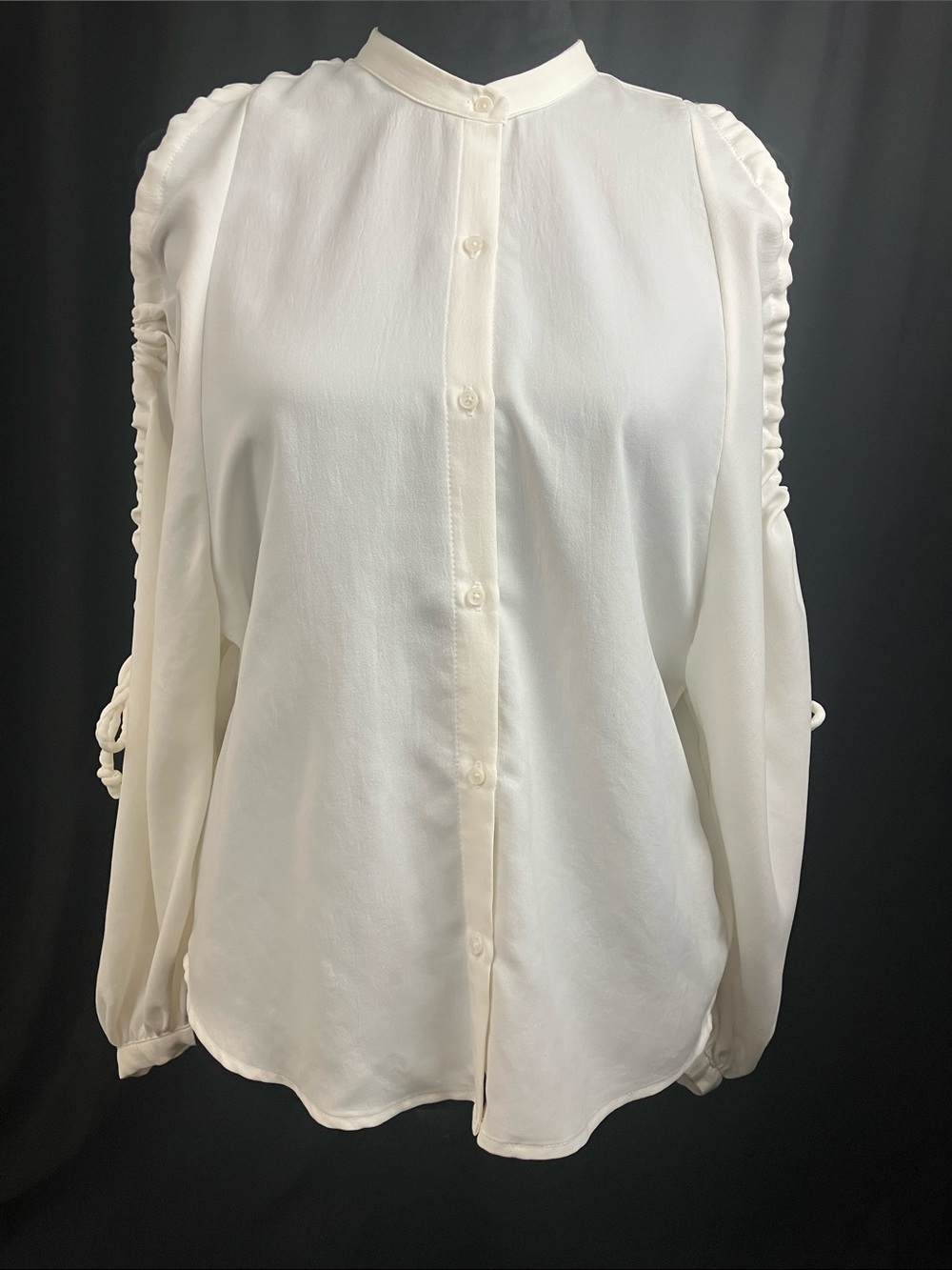 7 For All Mankind Ivory Button-Down Blouse with Open Sleeve Detail Womens Size S